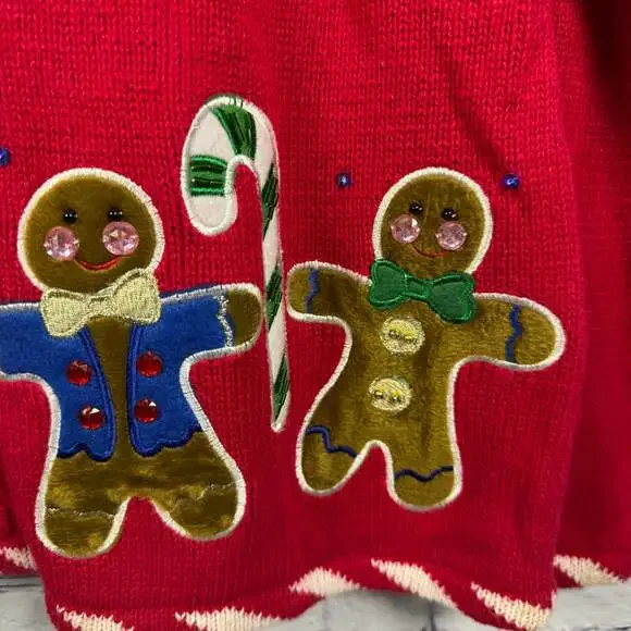 Womens Christmas Cardigan/Sweater Heirloom Collectibles Gingerbread Size Small - Picture 3 of 8
